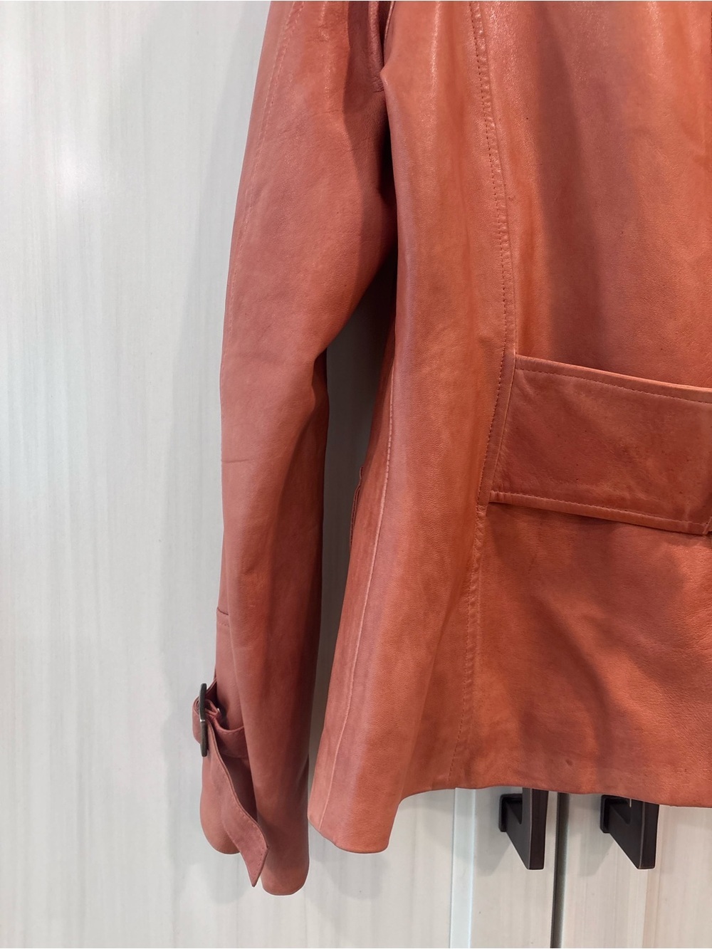 Danier genuine leather blazer jacket coral/dusty rose large button front - Picture 8 of 14